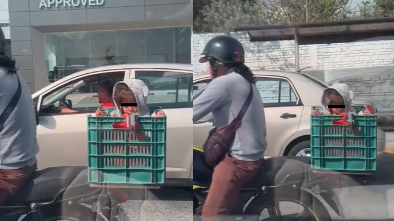 Graban-a-motociclista-con-un-bebe-sin-proteccion-en-Jalisco