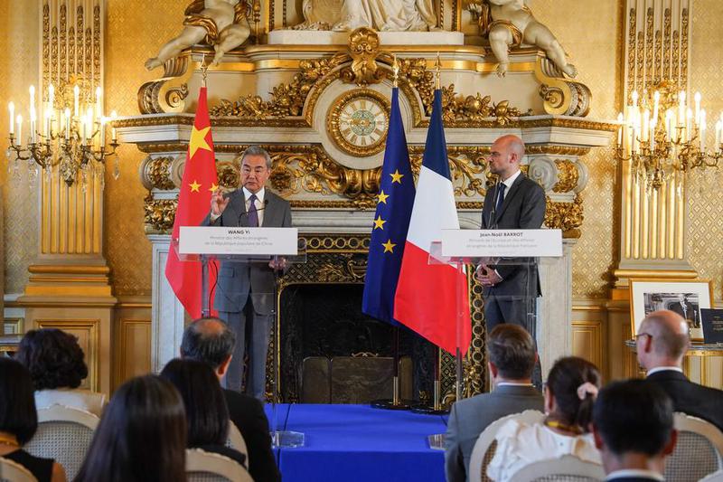 FRANCE-PARIS-CHINA-WANG YI-FRENCH FM-PRESS CONFERENCE
