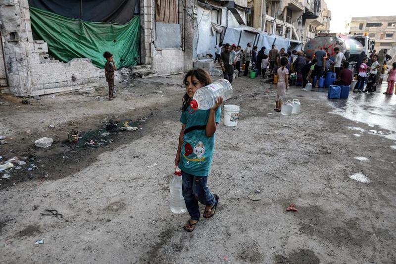 MEDIO ORIENTE-CIUDAD DE GAZA-PALESTINOS DESPLAZADOS-AGUA