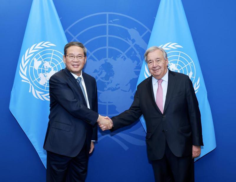 UN-CHINA-LI QIANG-ANTONIO GUTERRES-MEETING
